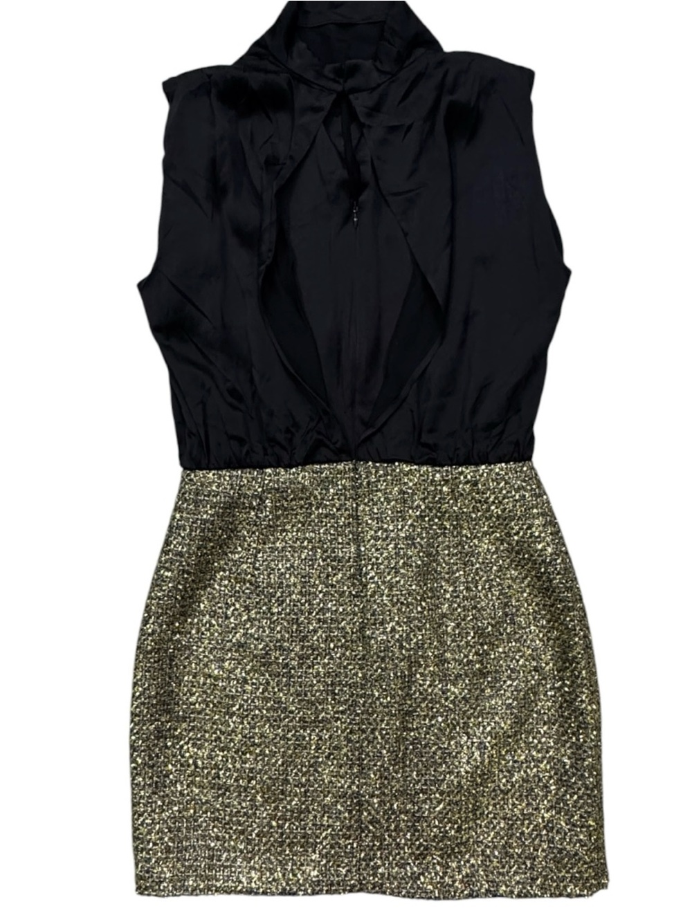 NWT! Amanda Uprichard Silk & Tweed Brantley Mini Dress – Black/Gold – Size Small - Picture 5 of 10